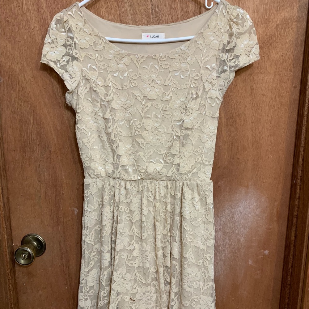 Anthropologie Tan Lace Dress